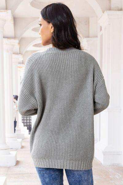 Button Up Long Sleeve Cardigan with Pockets - Trendsi - Flyclothing LLC