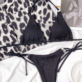 Textured Halter Neck Tie Side Bikini Set - Trendsi - Flyclothing LLC