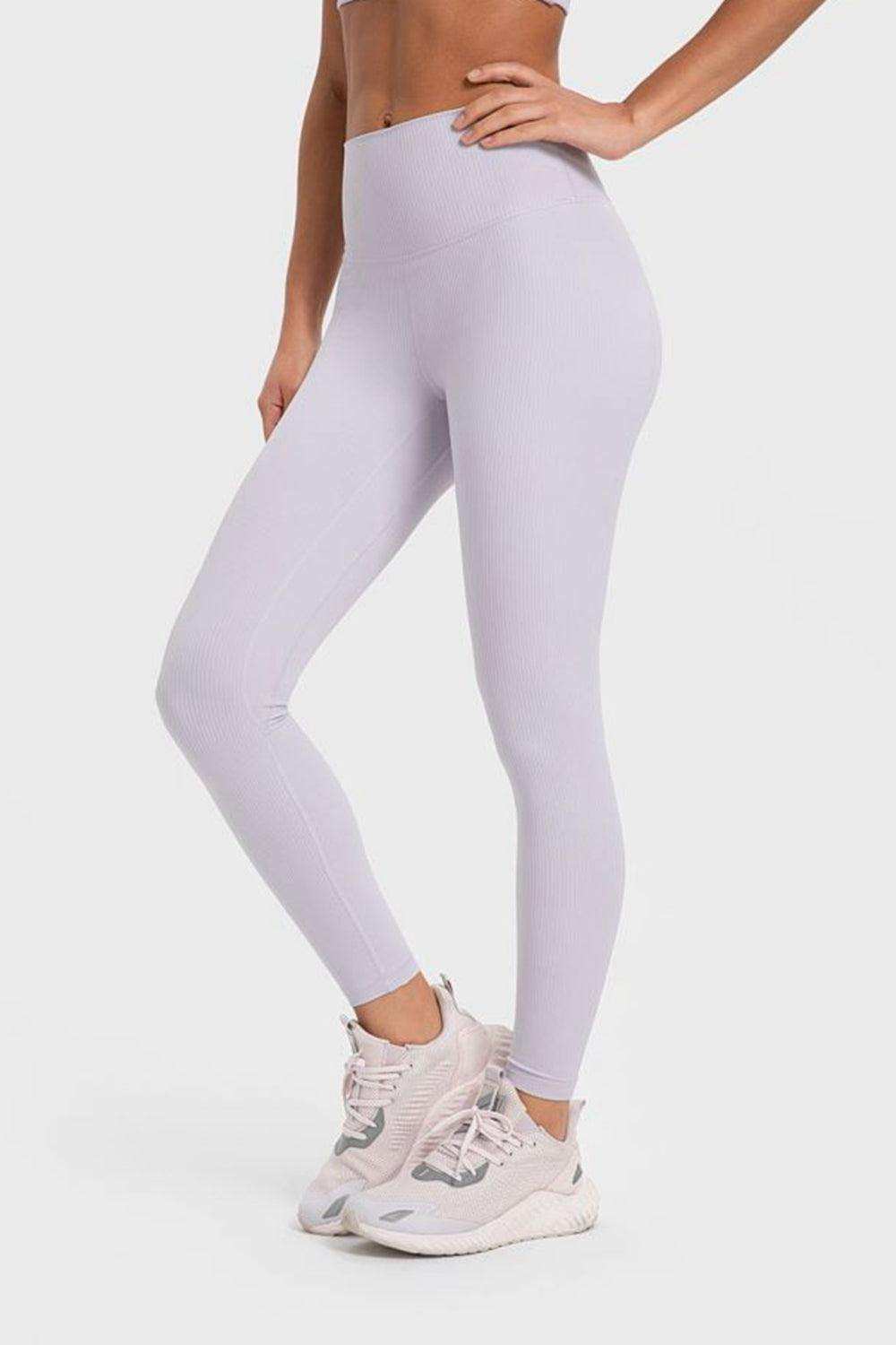 Highly Stretchy Wide Waistband Yoga Leggings - Trendsi - Flyclothing LLC