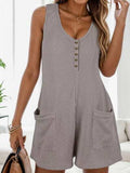 Waffle-Knit Scoop Neck Wide Strap Romper - Trendsi - Flyclothing LLC