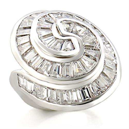 Alamode Rhodium Brass Ring with AAA Grade CZ in Clear - Alamode - Flyclothing LLC