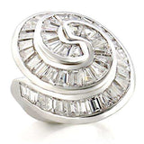Alamode Rhodium Brass Ring with AAA Grade CZ in Clear - Alamode - Flyclothing LLC