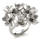 Alamode Rhodium Brass Ring with AAA Grade CZ in Clear - Alamode - Flyclothing LLC