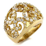 Alamode Gold Brass Ring with AAA Grade CZ in Clear - Alamode - Flyclothing LLC