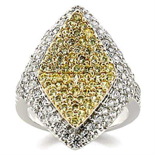 Alamode Reverse Two-Tone Brass Ring with AAA Grade CZ in Clear - Alamode - Flyclothing LLC