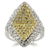 Alamode Reverse Two-Tone Brass Ring with AAA Grade CZ in Clear - Alamode - Flyclothing LLC