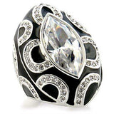 Alamode Rhodium Brass Ring with AAA Grade CZ in Clear - Alamode - Flyclothing LLC