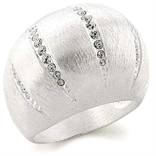 Alamode Silver Brass Ring with Top Grade Crystal in Clear - Alamode - Flyclothing LLC