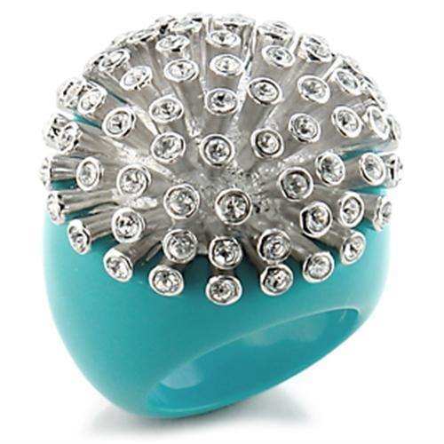 Alamode Rhodium Brass Ring with Top Grade Crystal in Clear - Alamode - Flyclothing LLC