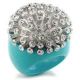 Alamode Rhodium Brass Ring with Top Grade Crystal in Clear - Alamode - Flyclothing LLC