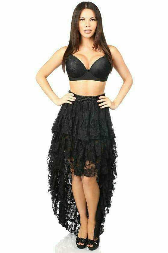 Daisy Corsets Black High Low Lace Skirt - Daisy Corsets - Flyclothing LLC