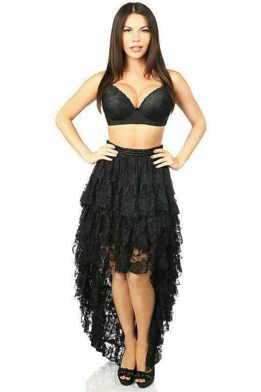 Daisy Corsets Black High Low Lace Skirt - Daisy Corsets - Flyclothing LLC