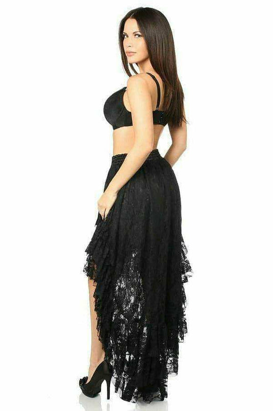 Daisy Corsets Black High Low Lace Skirt - Daisy Corsets - Flyclothing LLC