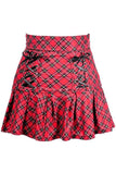 Daisy Corsets Red Plaid Lace-Up Stretch Lycra Skirt - Daisy Corsets - Flyclothing LLC