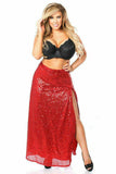 Daisy Corsets Top Drawer Long Red Sequin Skirt - Daisy Corsets - Flyclothing LLC