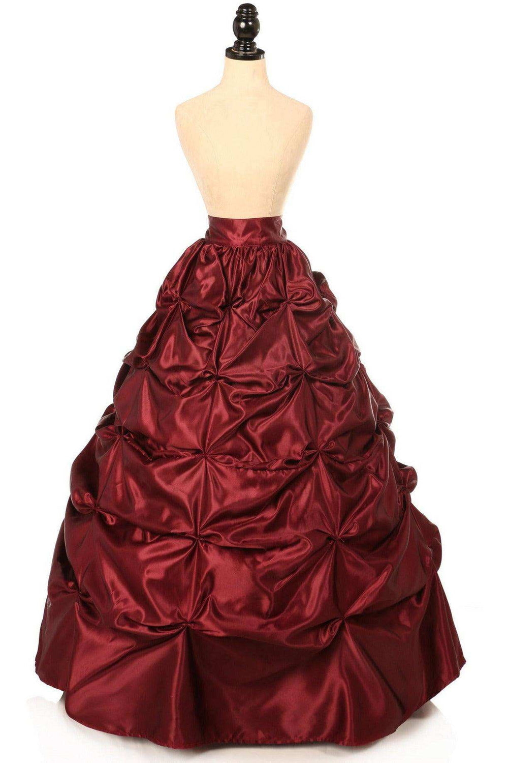 Daisy Corsets Wine Satin Pick-Up Long Skirt - Daisy Corsets - Flyclothing LLC