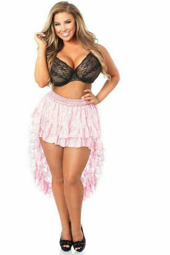 Daisy Corsets Baby Pink Lace High Low Skirt - Daisy Corsets - Flyclothing LLC