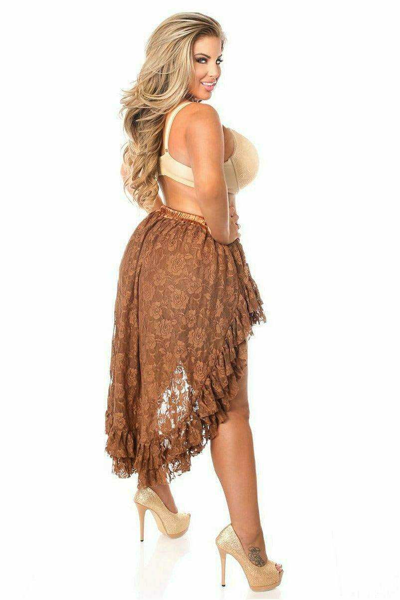 Daisy Corsets Brown Lace High Low Skirt - Daisy Corsets - Flyclothing LLC