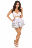 Daisy Corsets White/Silver Sequin 3 Layer Skirt - Daisy Corsets - Flyclothing LLC