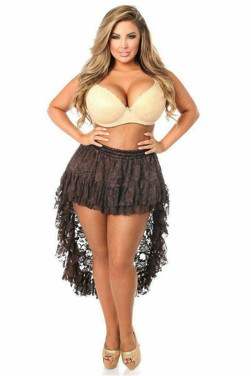 Daisy Corsets Dark Brown Lace High Low Skirt - Daisy Corsets - Flyclothing LLC