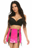 Daisy Corsets Hot Pink Patent Lace-Up Skirt w/Black Lacing - Daisy Corsets - Flyclothing LLC