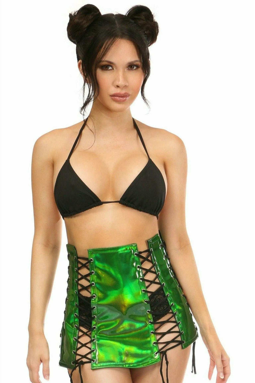 Daisy Corsets Green Holo Lace-Up Skirt - Daisy Corsets - Flyclothing LLC