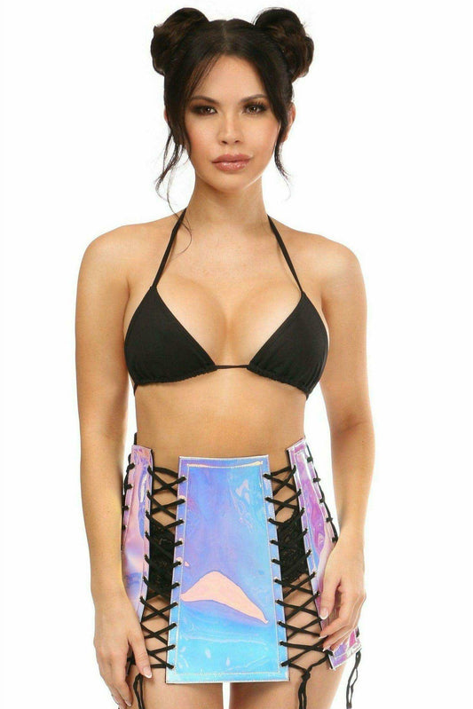 Daisy Corsets Blue/Purple Holo Lace-Up Skirt - Daisy Corsets - Flyclothing LLC