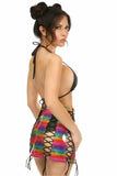Daisy Corsets Rainbow Glitter PVC Lace-Up Skirt - Daisy Corsets - Flyclothing LLC