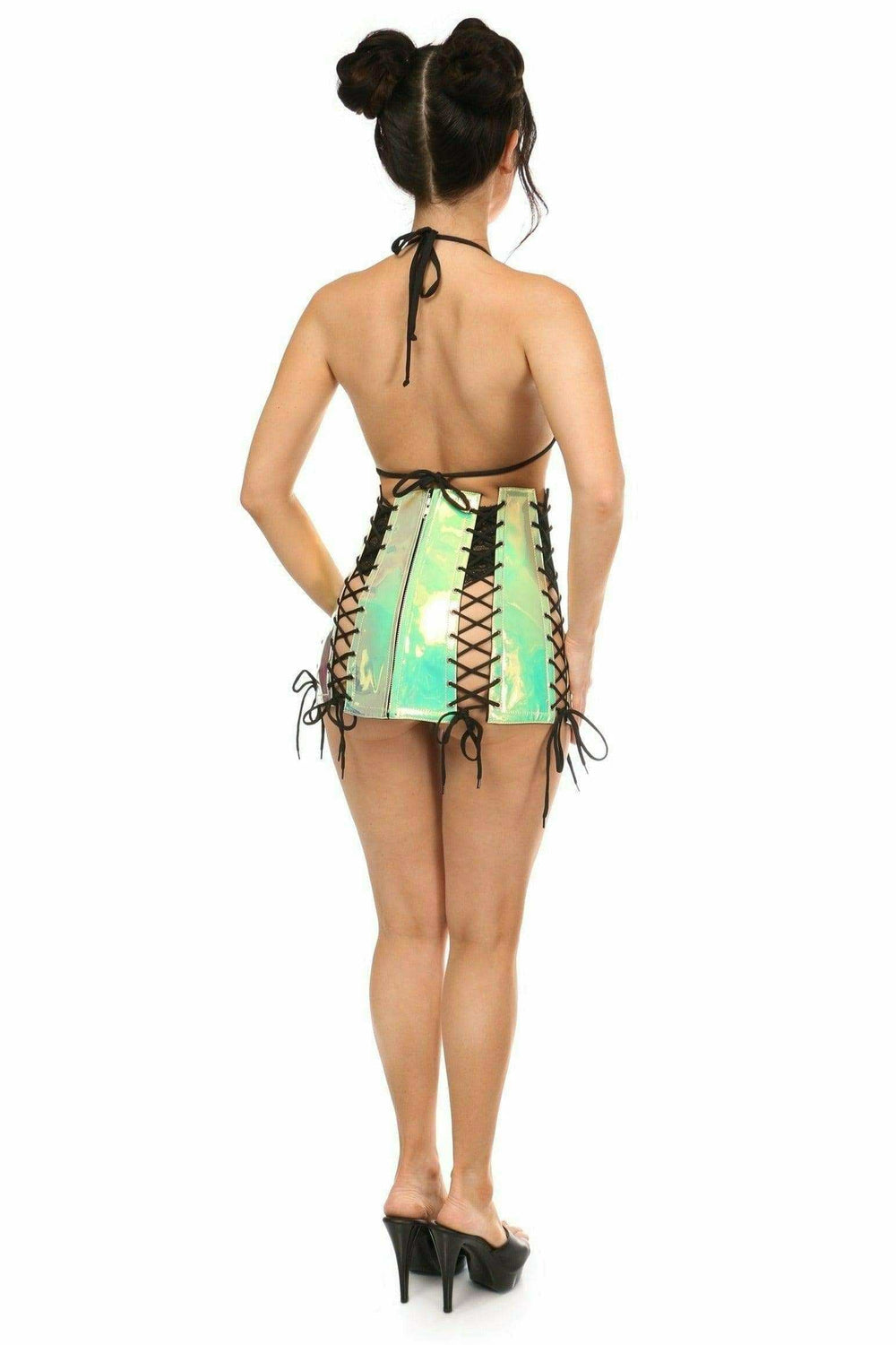 Daisy Corsets Mint Holo Lace-Up Skirt - Daisy Corsets - Flyclothing LLC
