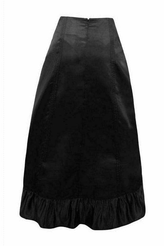 Daisy Corsets Black Satin Hi Low Ruched Ruffle Skirt - Daisy Corsets - Flyclothing LLC