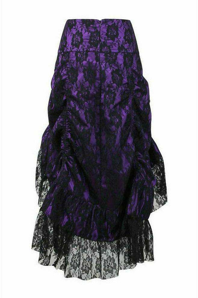 Daisy Corsets Purple w/Black Lace Overlay Ruched Bustle Skirt - Daisy Corsets - Flyclothing LLC
