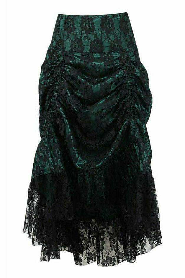 Daisy Corsets Dark Green w/Black Lace Overlay Ruched Bustle Skirt - Daisy Corsets - Flyclothing LLC