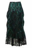 Daisy Corsets Dark Green w/Black Lace Overlay Ruched Bustle Skirt - Daisy Corsets - Flyclothing LLC