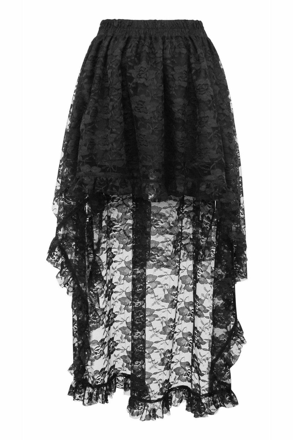 Daisy Corsets Black Lace Hi Low Skirt - Daisy Corsets - Flyclothing LLC