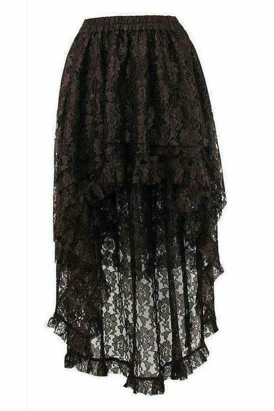 Daisy Corsets Brown Lace Hi Low Skirt - Daisy Corsets - Flyclothing LLC