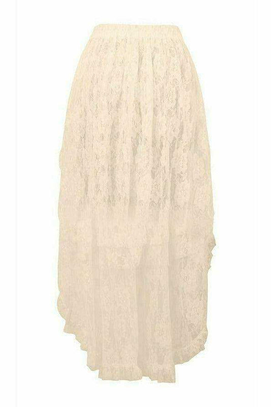 Daisy Corsets Ivory Lace Hi Low Skirt - Daisy Corsets - Flyclothing LLC