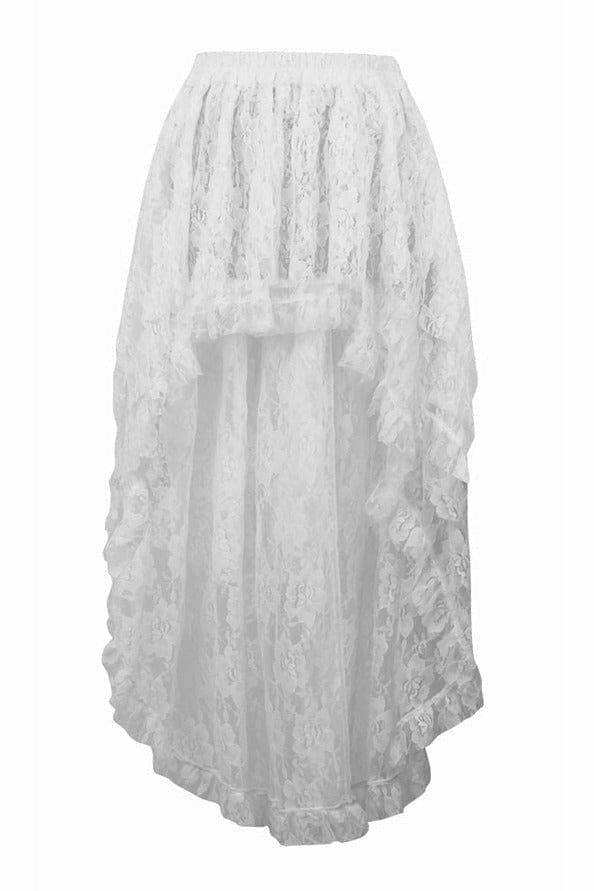 Daisy Corsets White Lace Hi Low Skirt - Daisy Corsets - Flyclothing LLC