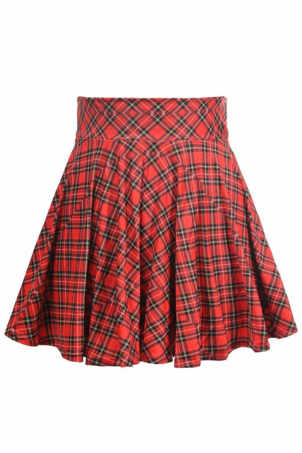Daisy Corsets Red Plaid Stretch Lycra Skirt - Daisy Corsets - Flyclothing LLC