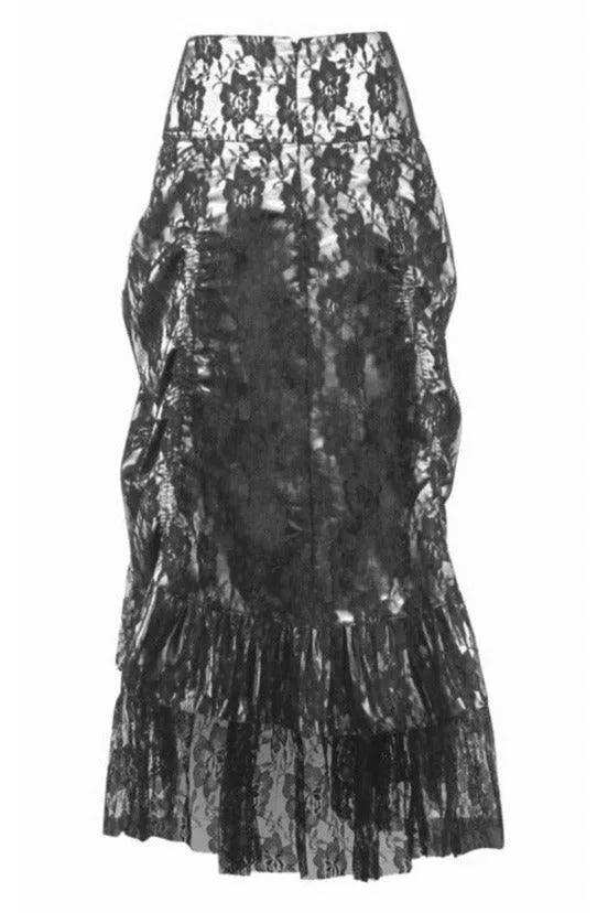 Daisy Corsets White w/Black Lace Overlay Ruched Bustle Skirt - Daisy Corsets - Flyclothing LLC