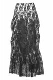 Daisy Corsets White w/Black Lace Overlay Ruched Bustle Skirt - Daisy Corsets - Flyclothing LLC