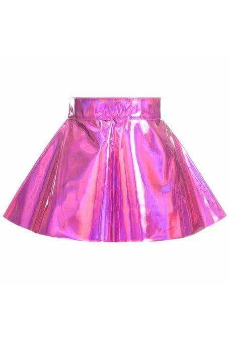 Daisy Corsets Fuchsia Holo Skater Skirt - Daisy Corsets - Flyclothing LLC