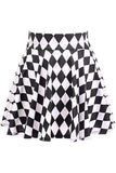 Daisy Corsets Black/White Diamond Print Stretch Lycra Skirt - Daisy Corsets - Flyclothing LLC