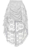 Daisy Corsets White Lace Ruched Front High Low Lace Skirt - Daisy Corsets - Flyclothing LLC