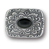 Black Stone with Western Scroll Rhinestone Belt Buckle - Siskiyou Buckle - Flyclothing LLC