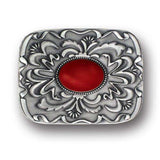 Red Stone with Western Scroll Rhinestone Belt Buckle - Siskiyou Buckle - Flyclothing LLC