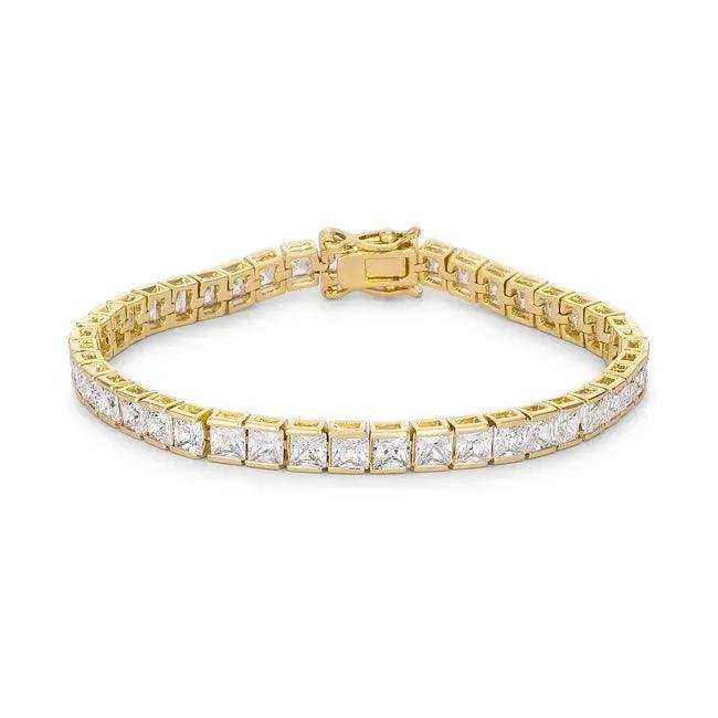 Princess Cut CZ Gold Tone Tennis Bracelet - JGI - Flyclothing LLC