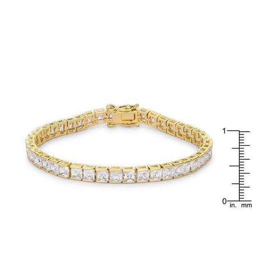 Princess Cut CZ Gold Tone Tennis Bracelet - JGI - Flyclothing LLC