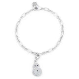 Snowman 0.2ct CZ Rhodium Holiday Charm Bracelet - JGI - Flyclothing LLC