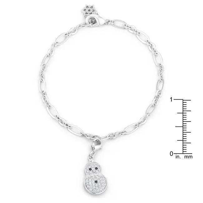 Snowman 0.2ct CZ Rhodium Holiday Charm Bracelet - JGI - Flyclothing LLC