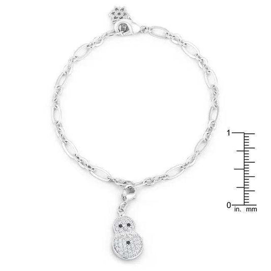 Snowman 0.2ct CZ Rhodium Holiday Charm Bracelet - JGI - Flyclothing LLC